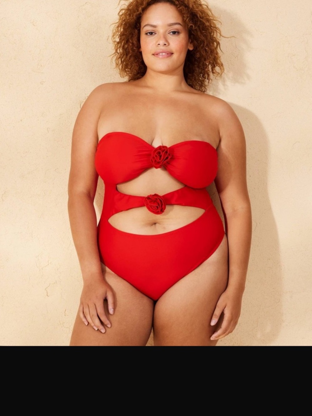Wild fable Red Removable Rosette Extra High Leg Cheeky One-Piece Swimsuit 22